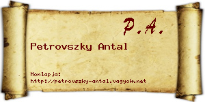 Petrovszky Antal névjegykártya